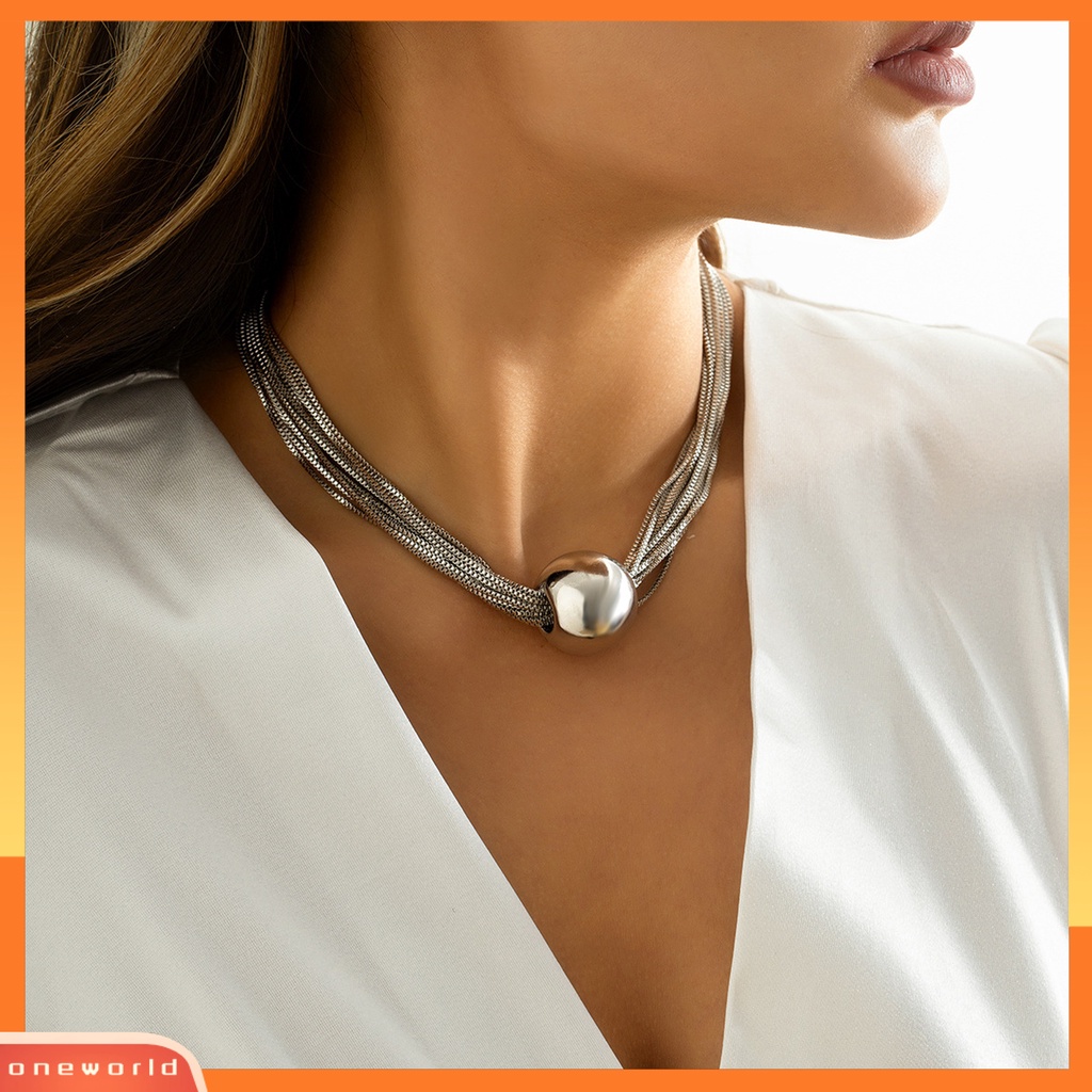 [EONE] Kalung Choker Berlebihan Geometris Bola Kepribadian Eropa Dan Amerika Temperamen Leher Dekorasi Aesthetic Punk Multi-layer Rantai Susun Kalung Perhiasan Aksesori