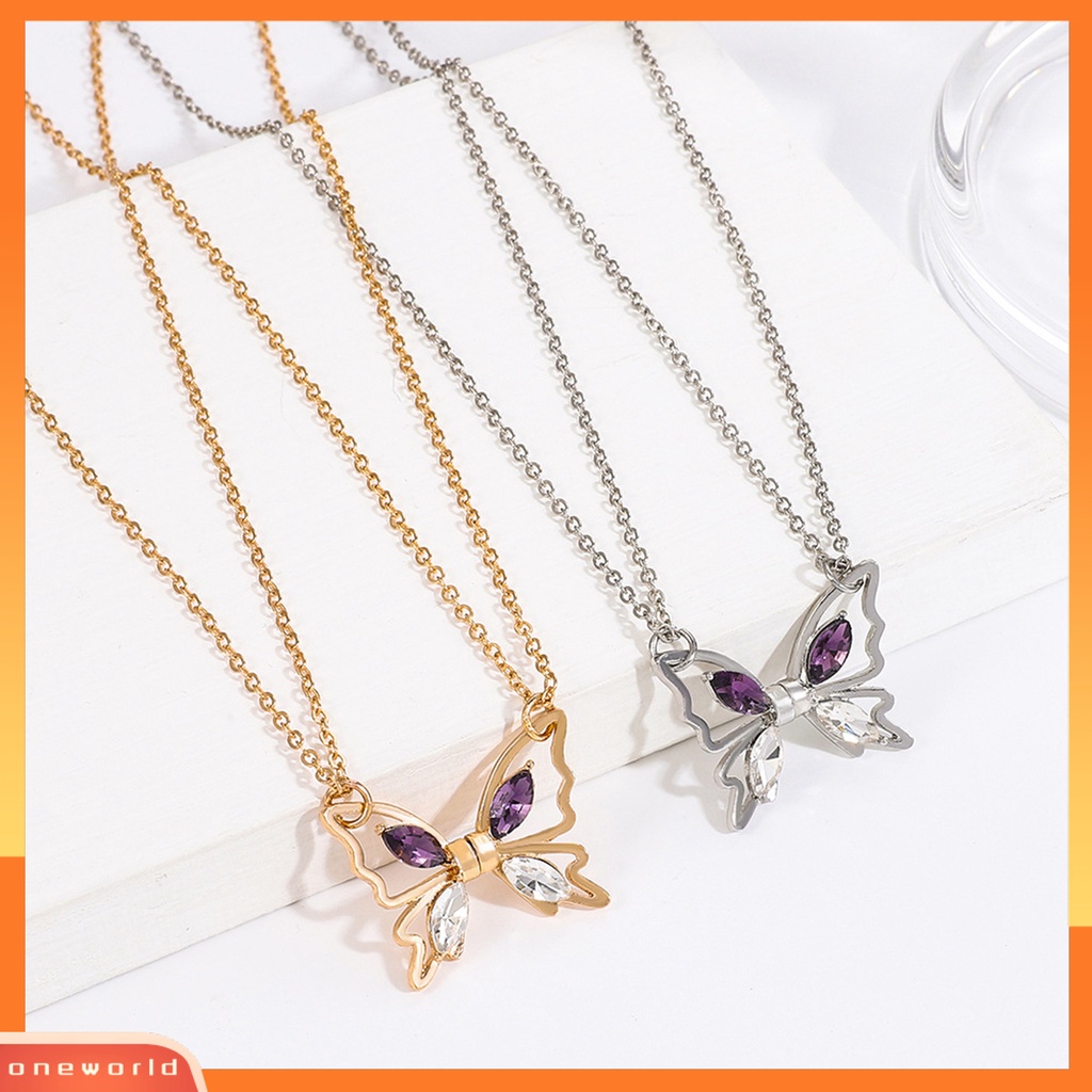 [EONE] Wanita Kalung Berongga Kupu-Kupu Liontin Electroplating High-polished Charming Dress Up Colorfast Wanita Elegan Liontin Kalung Fashion Jewellery