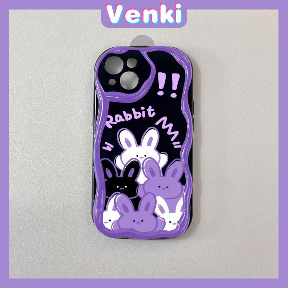 VENKI - For iPhone 11 iPhone Case 3D Curved Edge Wave Glossy Black TPU Airbag Shockproof Camera Cover Purple Bunny Compatible with iPhone 14 13 Pro max 12 Pro Max xr xs max 7Plus