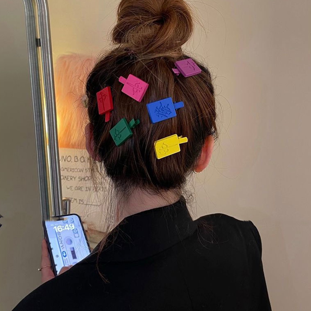 Desain Kreatif MAJIANG Jepit Rambut Warna Permen Elegan Poni Samping Duckbill Anak Perempuan Warna Random