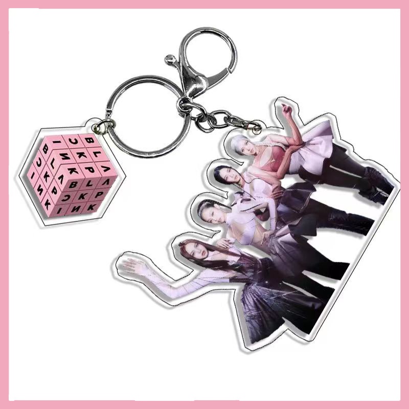 1pc Gantungan Kunci Akrilik Hitam-PINK Black PinkKey Ring Gantung JISOO JENNIE LISA ROSE