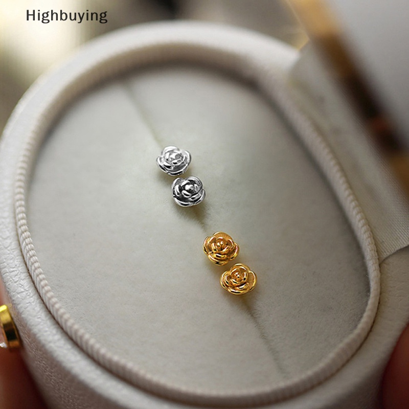 Hbid French Rose Women Earrings Berongga Keluar Sederhana Bunga Dan Hati Stud Earrings Perhiasan Tindik Glory