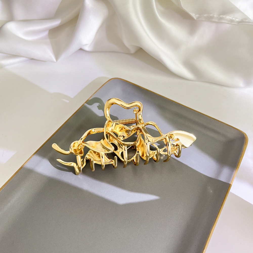 Penjepit Rambut Logam Emas Perak Berlapis Hitam Geometris Segitiga Hair Clip Claw Fashion Aksesoris Rambut