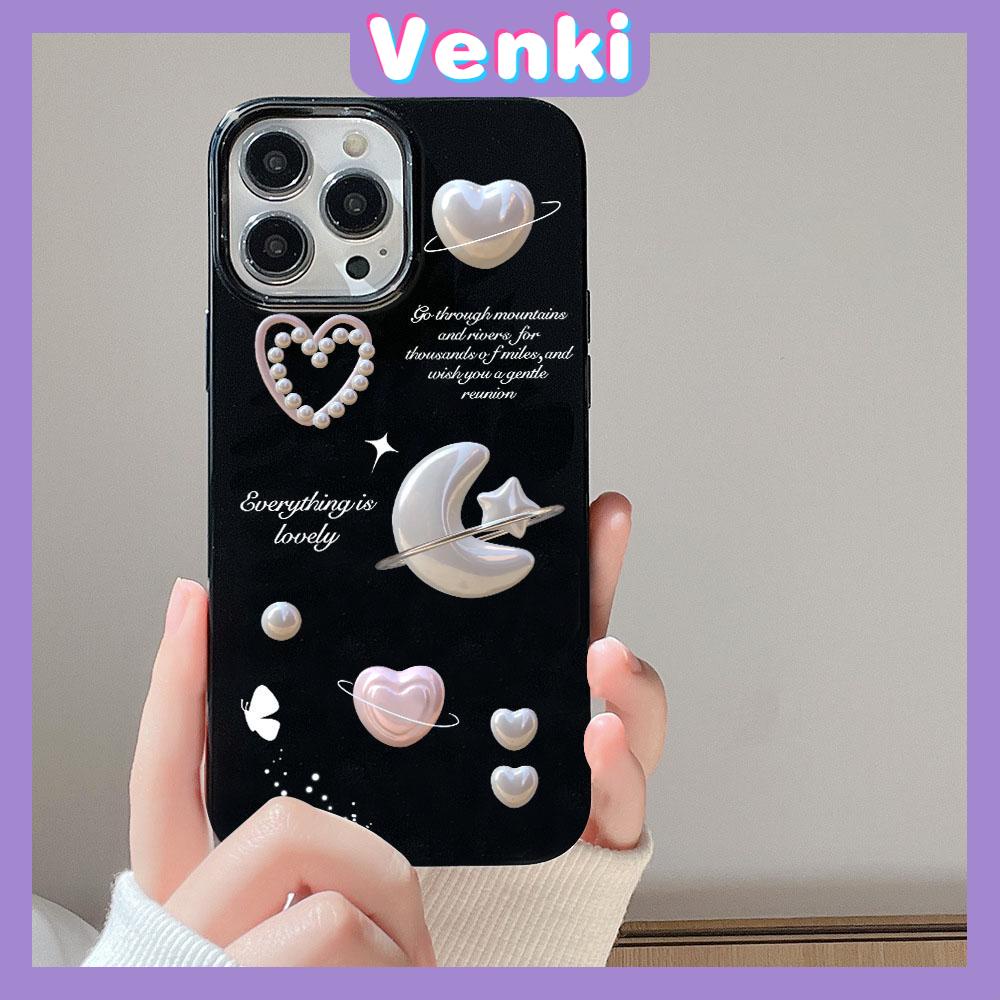 VENKI - For iPhone 11 iPhone Case Black Glossy TPU Soft Case Shockproof Protection Camera Love Star Moon Compatible with iPhone 14 13 Pro max 12 Pro Max xr xs max 7Plus 8Plus