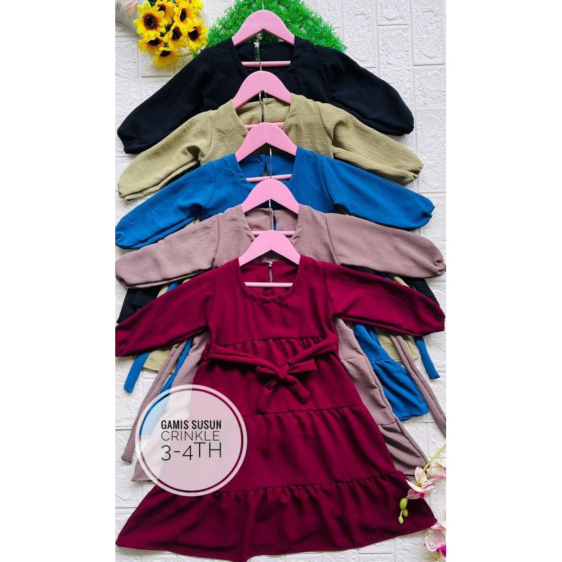 Terlaris BAJU GAMIS ANAK CRINKLE POLOS