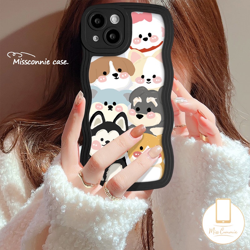 Casing Puppy Kartun Lucu Untuk Redmi 9C 12C 9 10C 9T 10A 9A A1 10 A1+Redmi Note 11 8 11 9s 9 11s 10s 10 Pro POCO M3 X3 NFC Pro Mi 11T Pro Lovely Puppy Soft Tpu Wavy Casing Edge