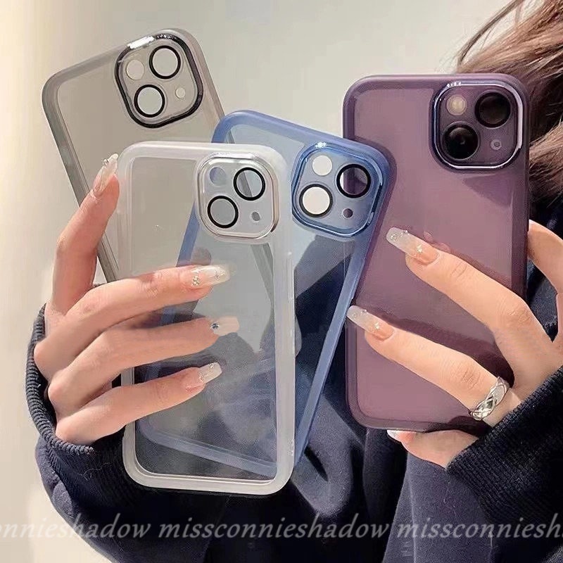 IPHONE Luxury Shockproof Plating Metal Len Case Kompatibel Untuk Iphone11 14 13 12 Pro Max 7Plus 8Plus XR X XS Max 7 8Plus 11 Pro Max Pelindung Lensa Kamera Soft Back Cover Shell