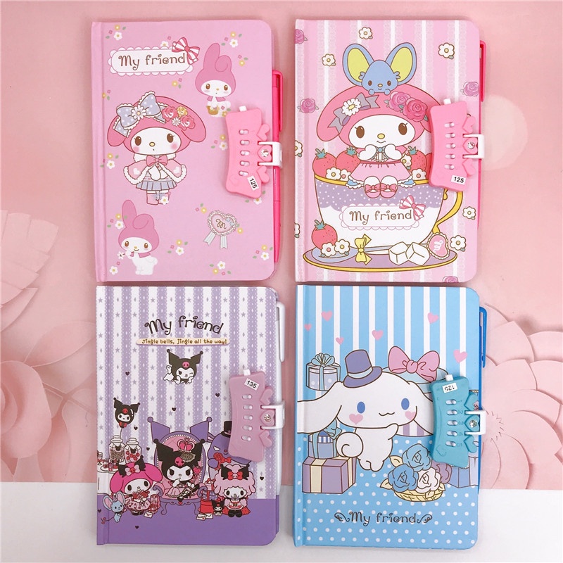 (80HAL) BUKU DIARY SET PULPEN  KUNCI / BUKU TULIS SANRIO SET PULPEN DENNGAN PENGAMAN KODE KUNCI