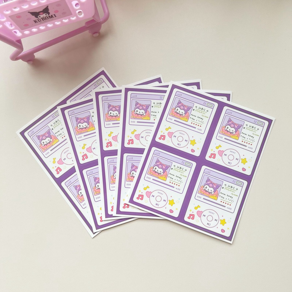 Galicici Sanrio Same MP3 Series Sealing Sticker/Kuromi/Cinnamoroll/Stiker Hias Sealing Sticker