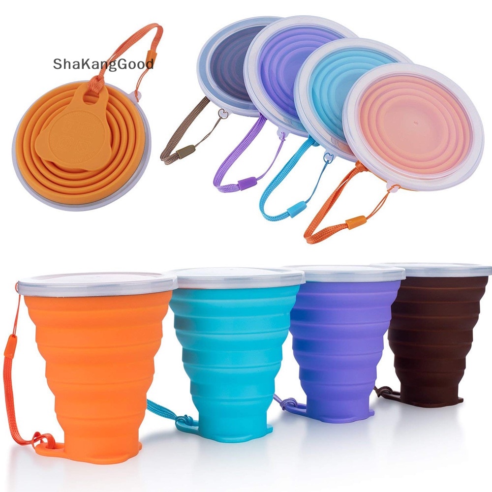 Gelas Lipat Selip 270ml BPA FREE Food Grade Water Cup Travel Silicone Retractable SKK