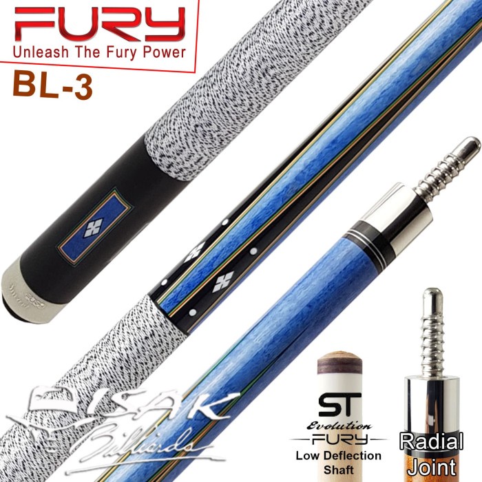 Fury BL-3 Cue - STE Low Deflection Radial Billiard Stick Biliar Stik