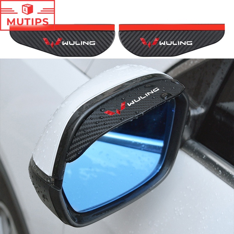 Wuling 2Pcs Kaca Spion Mobil Serat Karbon Hujan Penutup Pelindung Alis Untuk Confero Cortez Almaz Confero s