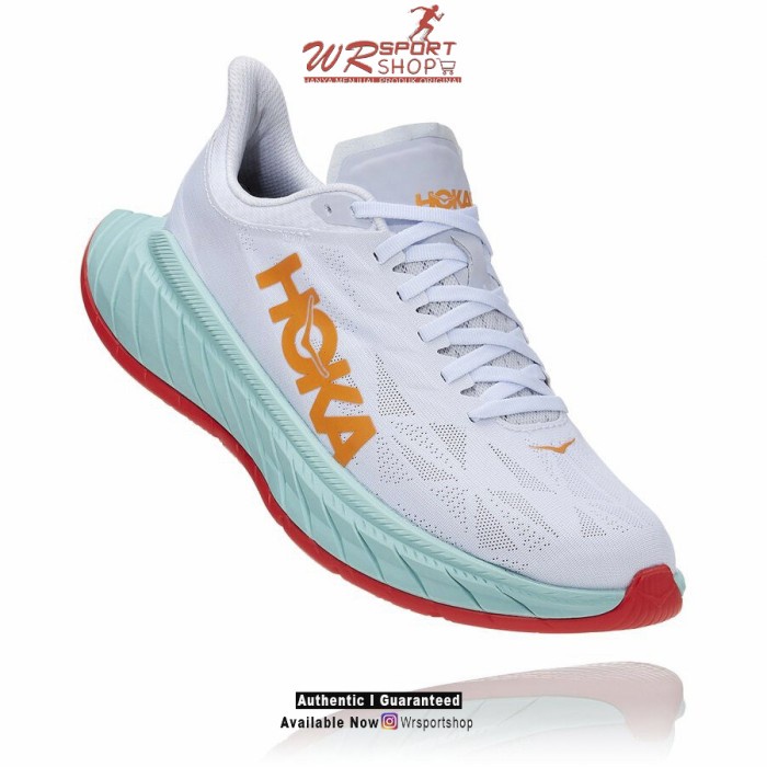 Hoka One One Carbon X 2 Womens Running - White / Blazing Orange ORI