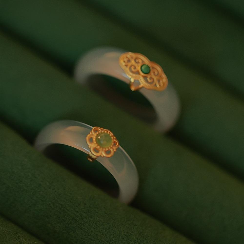 Mxbeauty Chalsedon Jari Cincin Kepribadian Baru Trendi Awan Bertatahkan Niche Desain Hadiah Hari Valentine Gaya Cina Cincin