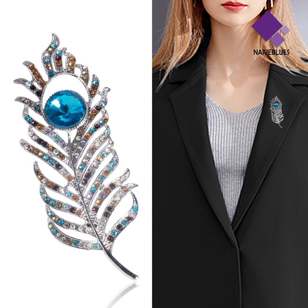 &lt; Naiveblues &gt; Bros Bergaya Elegan Berlian Imitasi Bulu Bros Jas Aksesoris Kostum