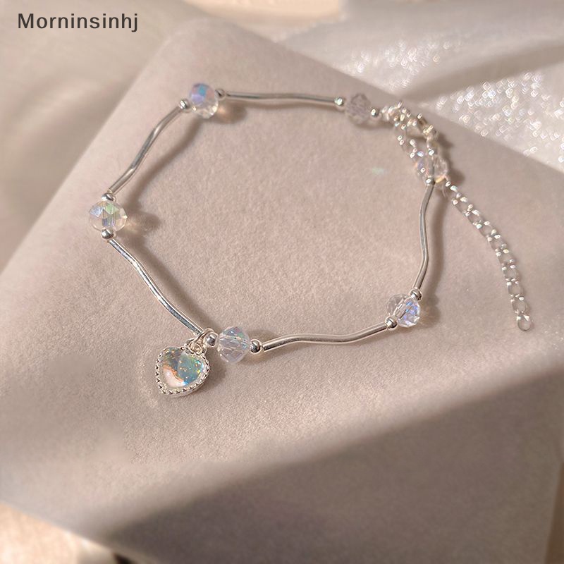 Mornin Gelang Cinta Hati Kristal Warna-Warni Perempuan Super Peri Moonstone Gelombang Temperamen Manis Hiasan Tangan Untuk Hadiah Pacar id