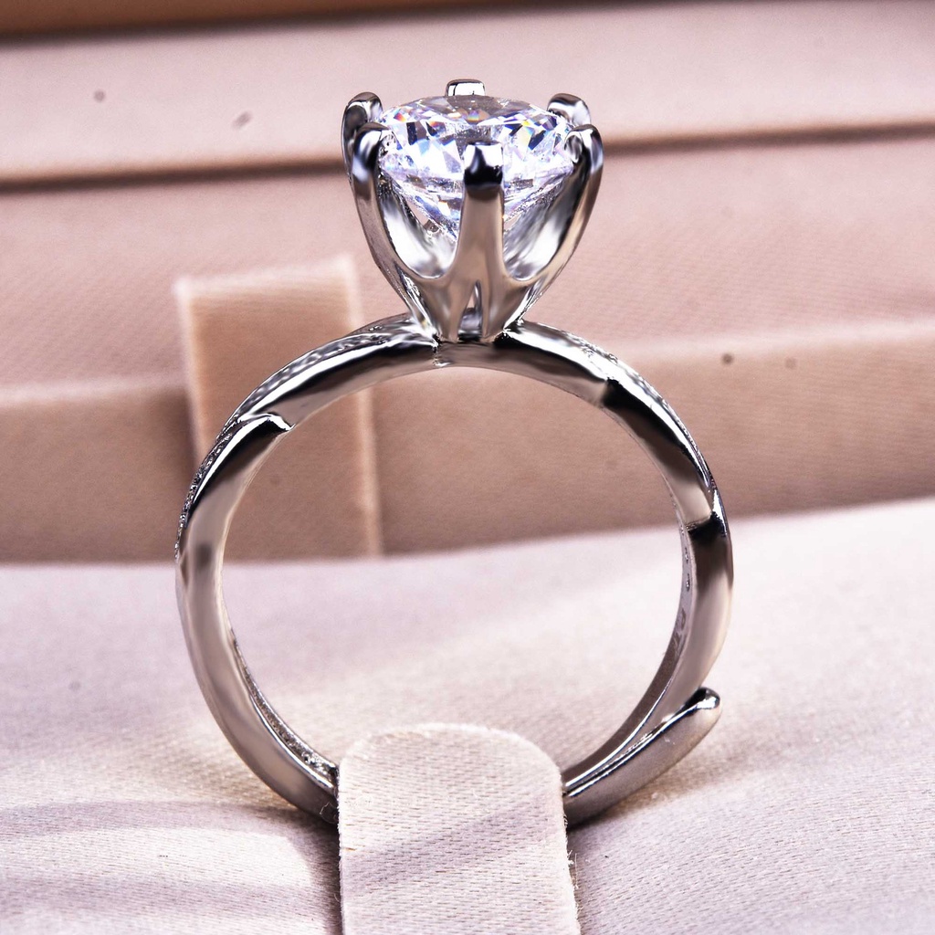 Goldkingdom Aksesoris Perhiasan Fashion Ready Stock Mosan Cincin Berlian Carat Eight Hearts Eight Arrows Ring.