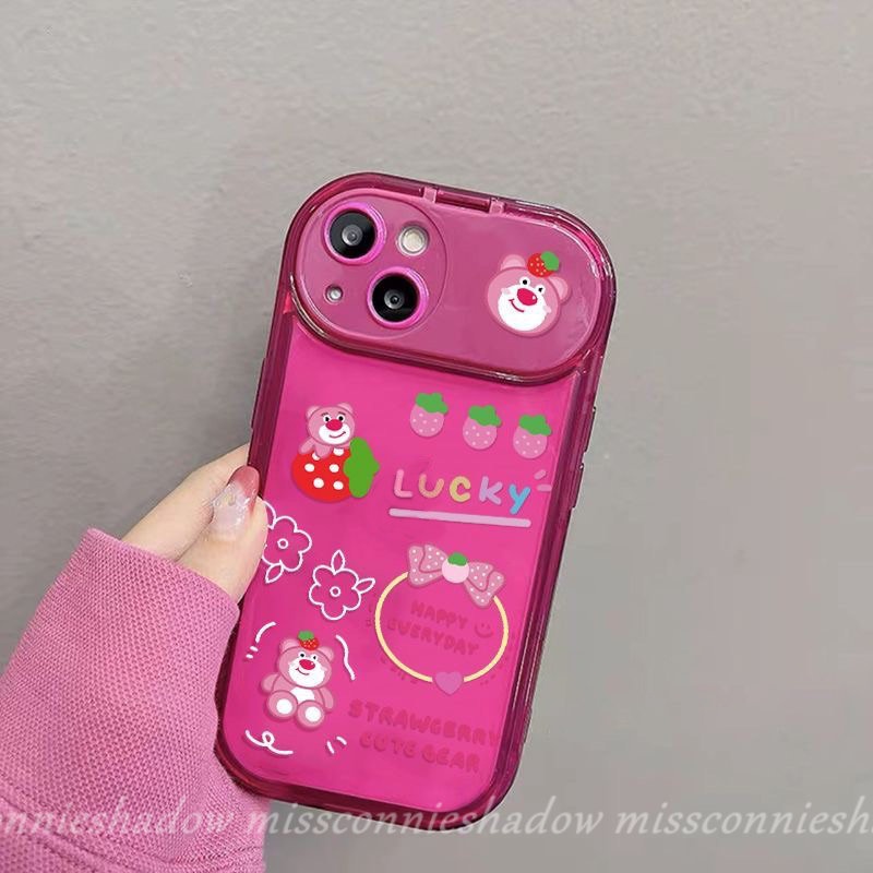 Casing Case Alien Beruang Losto Toy Story Strawberry Lucu Untuk Vivo Y17 Y20 Y11 Y15 Y91C Y20s G Y1S Y12 Y12i Y20i Y11s Y20A Y12A Y20G Y30G Y12s Flip Make Up Mirror Case Kreatif Dengan Boneka 3D