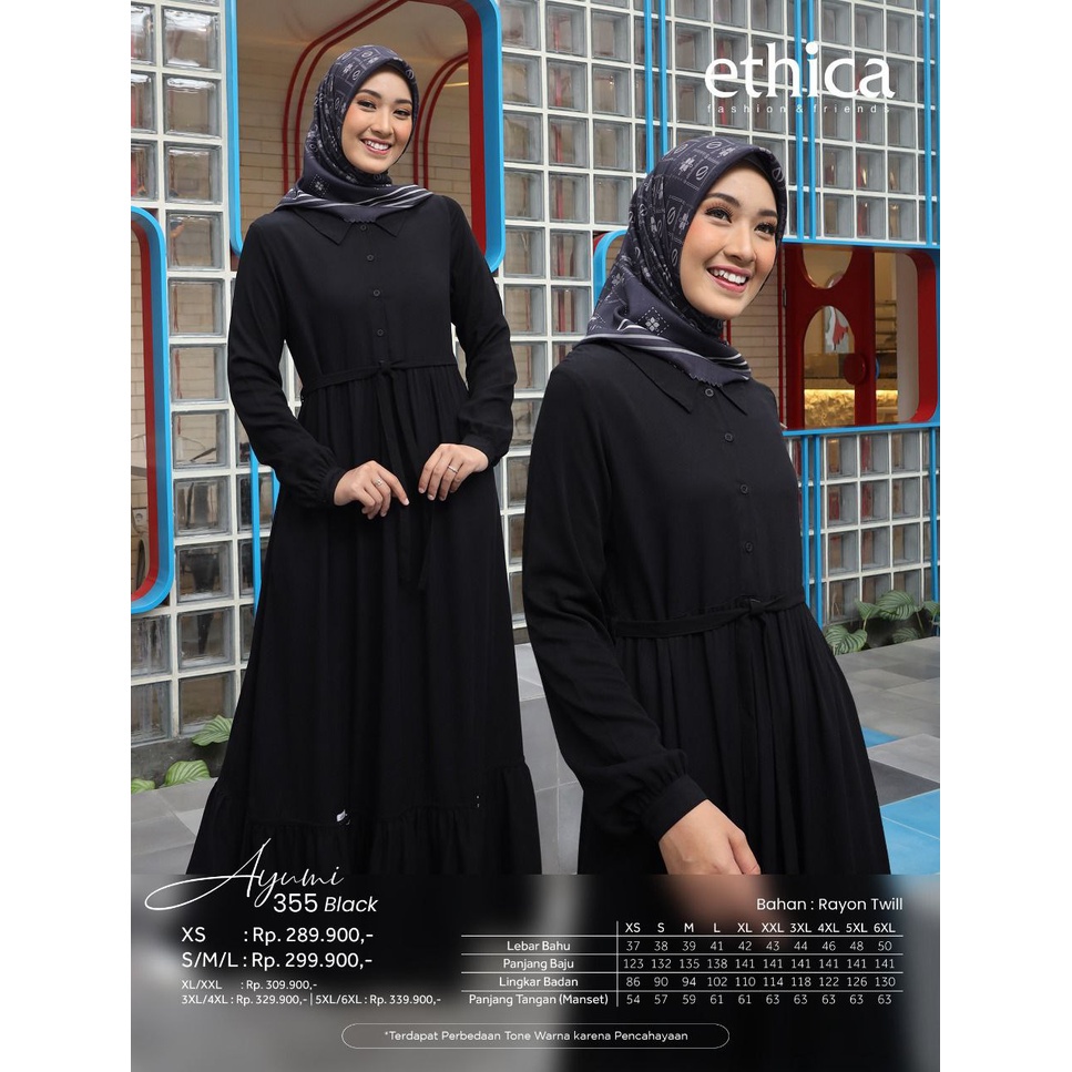DRESS ONLY ETHICA ORIGINAL AYUMI 355 BLACK GAMIS DEWASA GAMIS TRENDY GAMIS KEREN FASHIONABLE GAMIS E