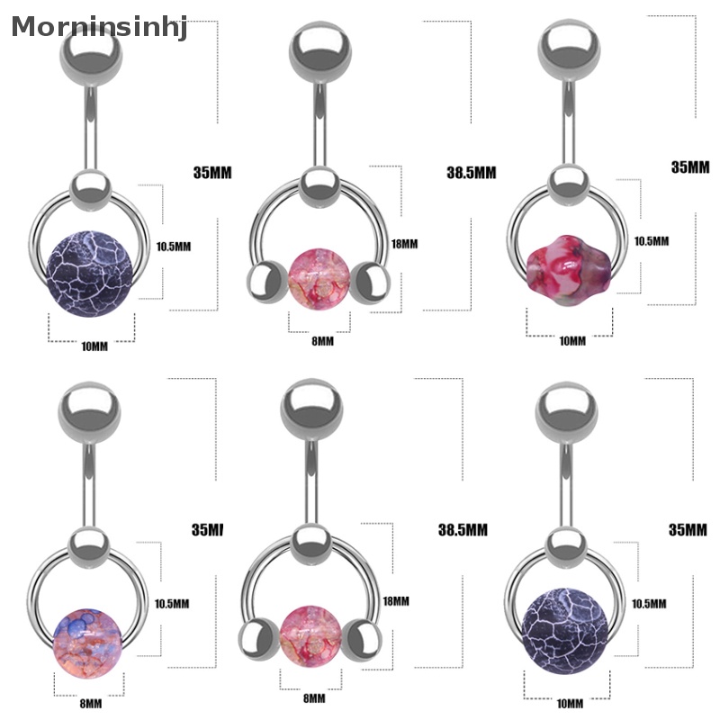 Mornin Stainless Steel Belly Button Ring Batu Alam Tubuh Perhiasan Pusar Cincin Untuk Wanita Hadiah Perhiasan Aksesoris id