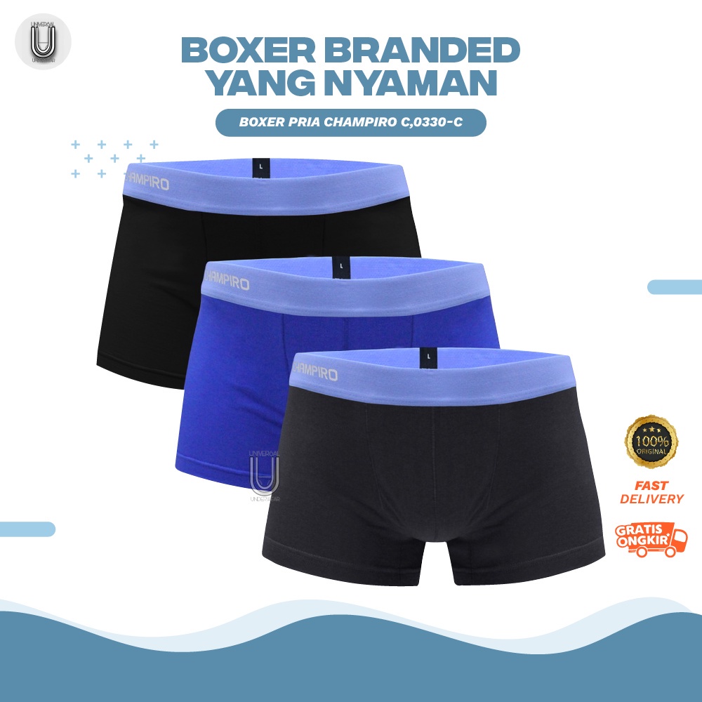 3PCS Boxer Pria Champiro C.0330-C TOKO KEANULOVA