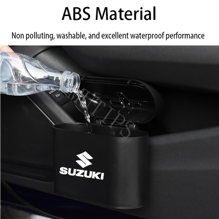 Suzuki Tempat Sampah Mini Portable Mobil Gantung Tutup Flip Dustbin Back Seat Waterproof ABS Storage Box Organizer Untuk Swift SX4 S-cross Jimny Grand ERTIGA XL7 Vitara Brezza Ignis Wagon R