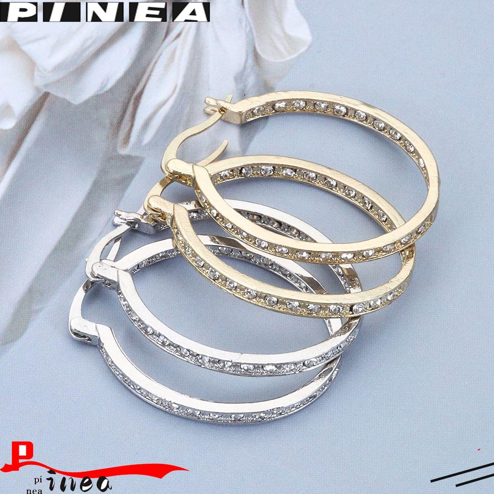 Nanas 1pasang Anting Hoop Hadiah Wanita Emas Perak Mewah Sparkle Drop Juntai