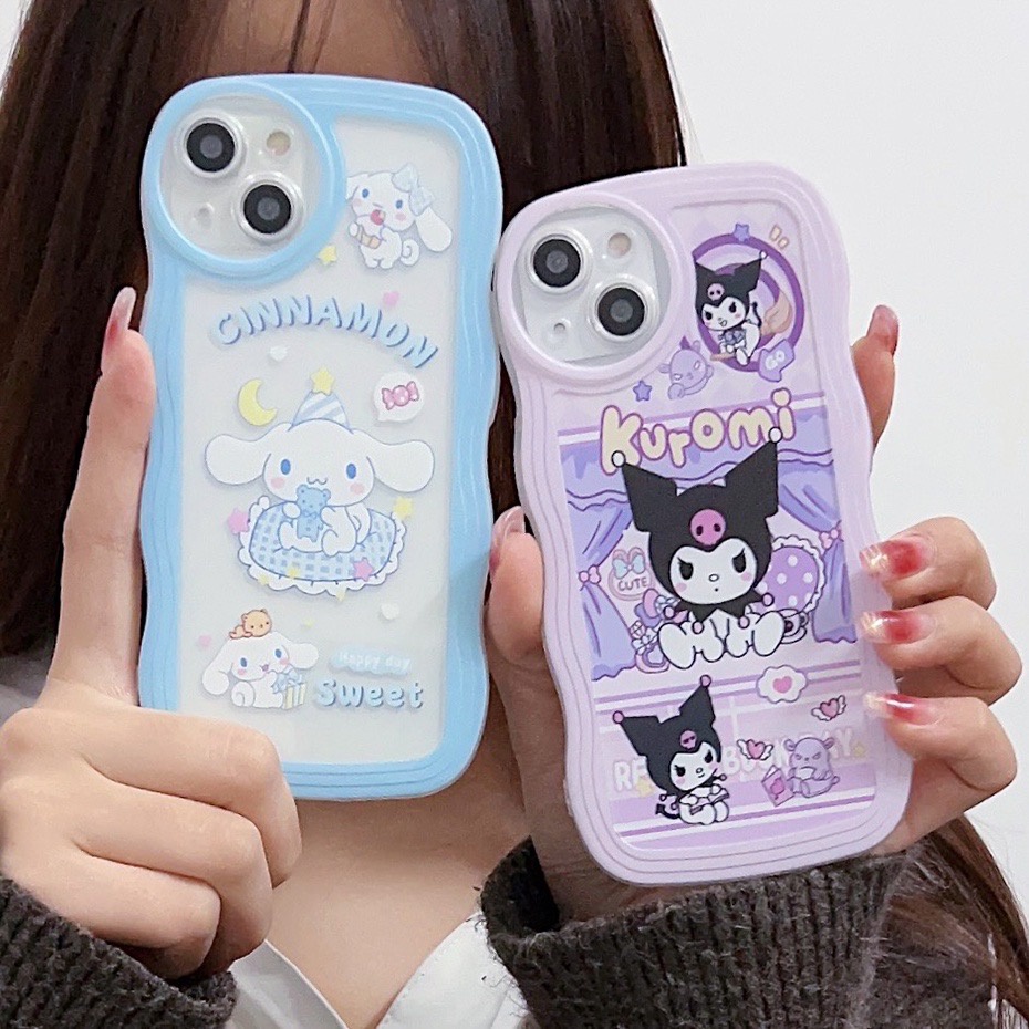 Casing IPHONE 14 14 PRO 14 PLUS/MAX 14 PRO MAX Casing 2 N 1 WAVE Kartun Sanrio Curly Edge Case
