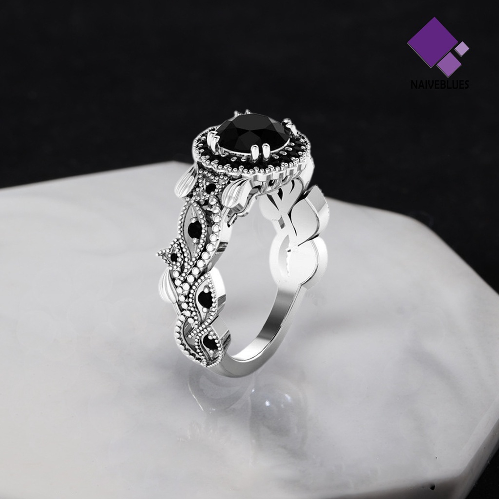 &lt; Naiveblues &gt; 2Pcs Cincin Jari Bunga Daun Berlian Imitasi Wanita Indah Berkilau Perhiasan Aksesoris