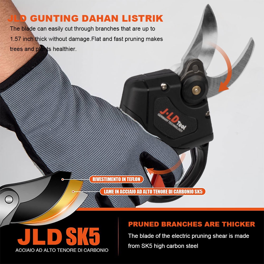 JLD 36VF Gunting Dahan Listrik 2baterai Cordless Pruning Shear 30mm Gunting Taman Elektrik Garden