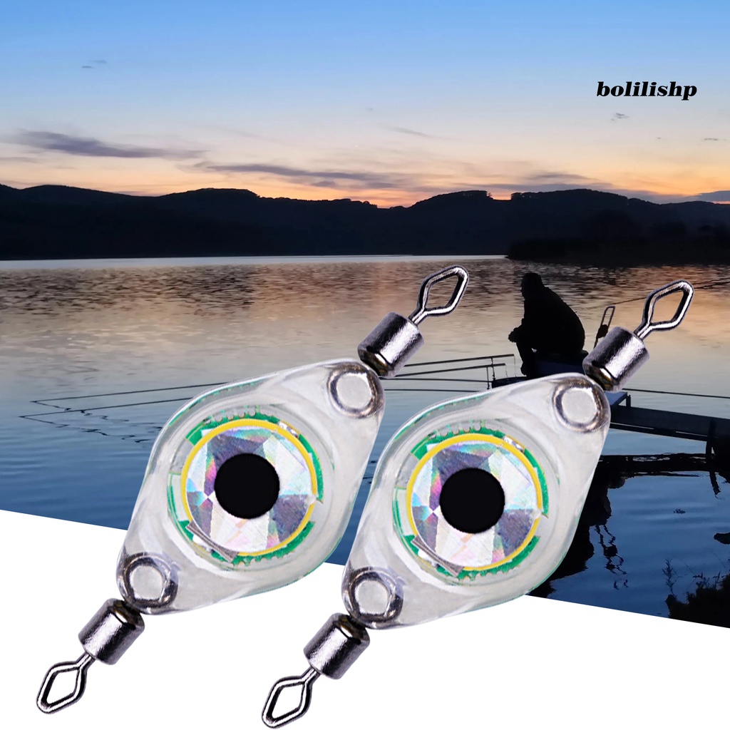 Bo-2pcs Lampu Umpan Pancing Tahan Air Bentuk Fisheye Attract Fish Acrylic LED Lure Attractant Button Lampu Pengumpul Ikan Untuk Memancing Outdoor