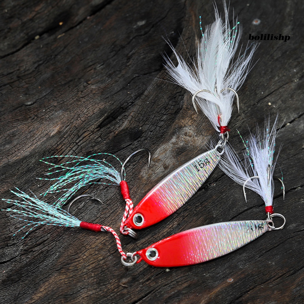 Bo-15g/20g Umpan Pancing Tajam Treble Hook Warna Terang 3D Mata Simulasi Desain Ikan Menarik Logam Penetrasi Kuat Jigging Lure Perlengkapan Memancing