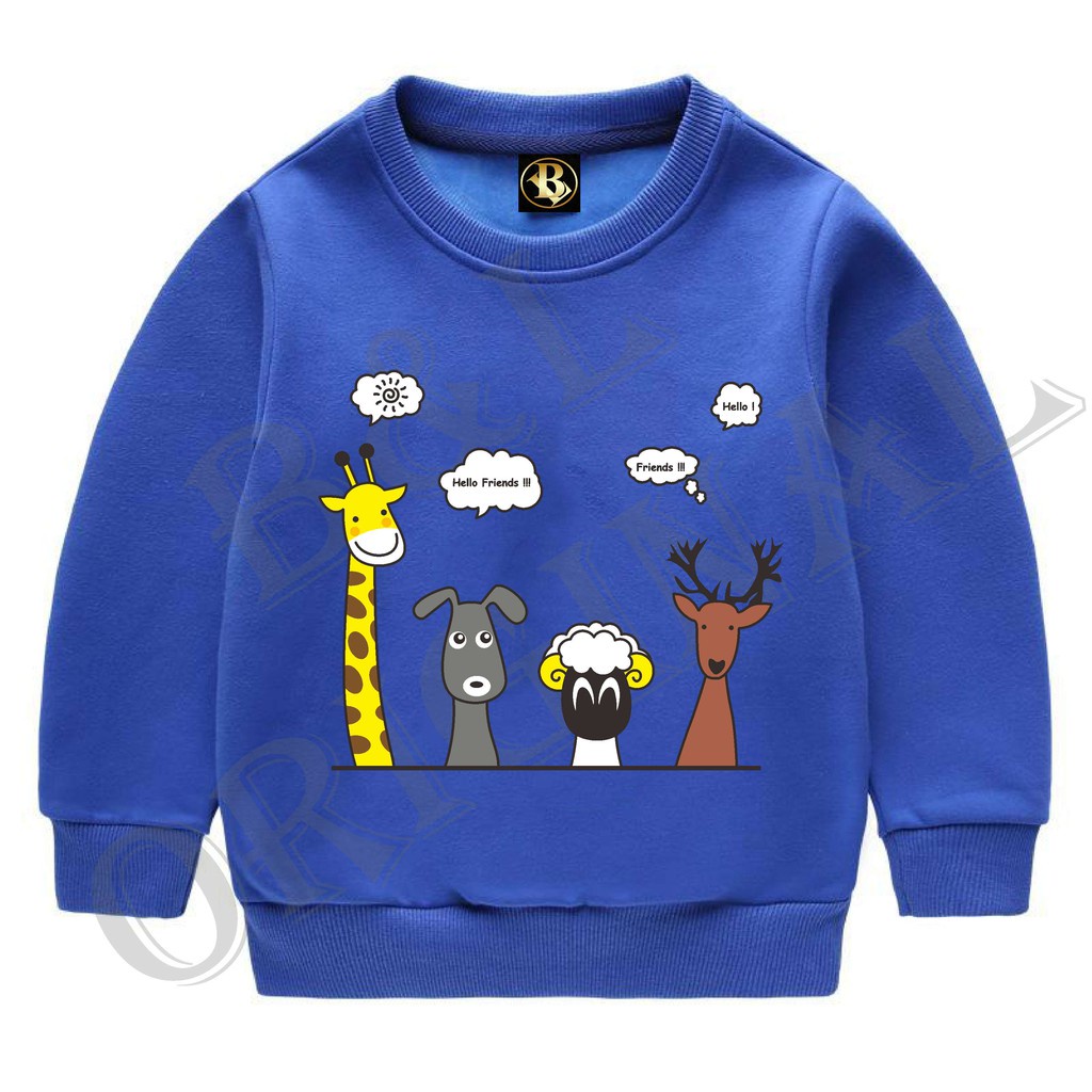 bisa byr d tempat/ BS//COD//BAJU KAOS ANAK ANAK HELLO FRIENDS/TANGAN PANJANG GOOD QUALITY