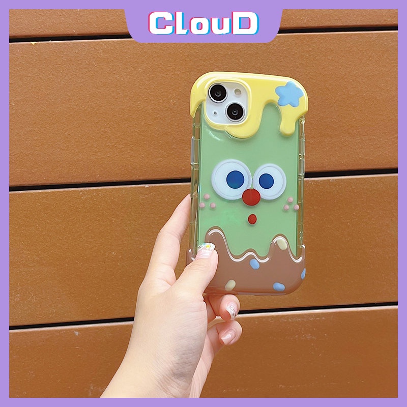 IPHONE Case Bening Ekspresi Lucu Kartun Lucu Kompatibel Untuk Iphone11 14 12 13 Pro Max 7Plus 8Plus XR X XS Max7 8 Plus SE 2020 INS Korea 3D Es Krim Silikon Lembut Pasangan Penutup Belakang