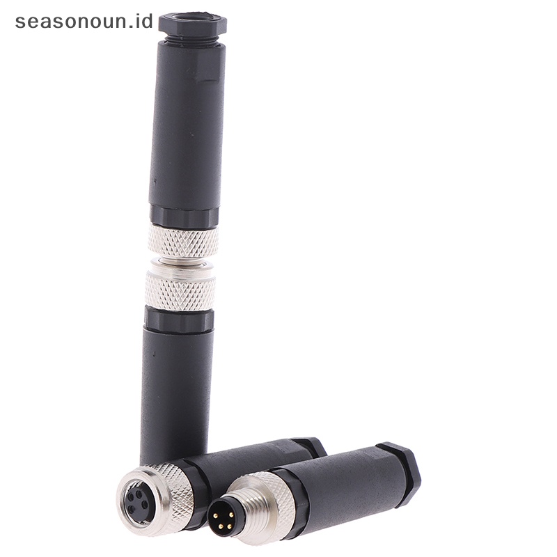 Seasonoun 1Pc Konektor Sensor M8 3per4pin Male/Female Colokan Sudut Lurus.