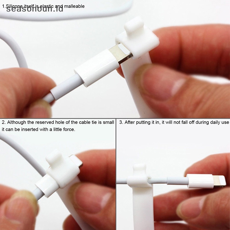 Seasonoun Silicone Kabel Data Organizer Headphone Cord Finishing Buckle Wrap Tie Strap.