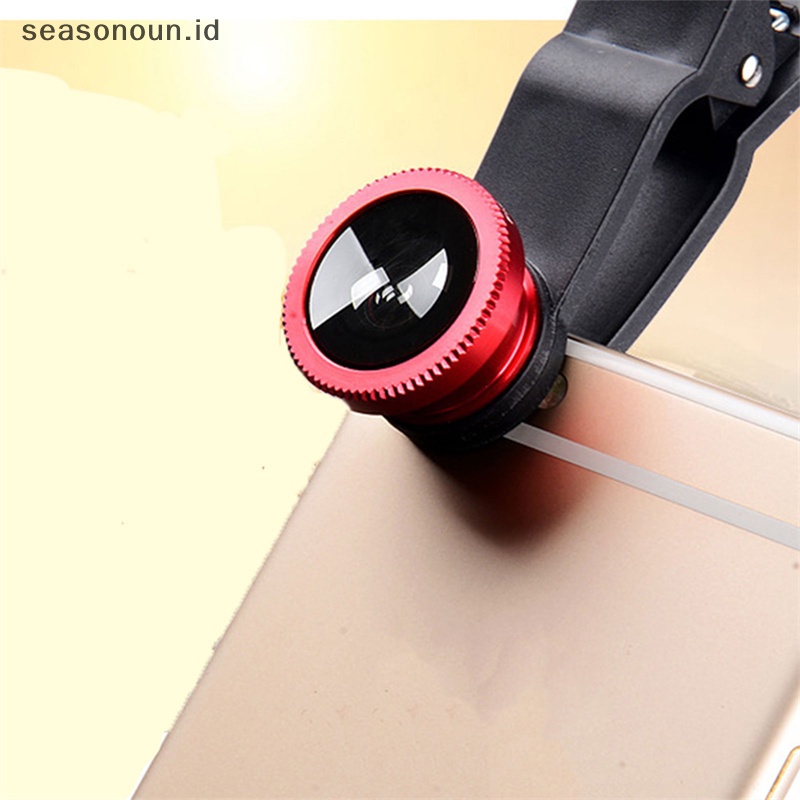 Seasonoun Lensa Fish Eye Handphone Lensa Kamera Kit Zoom Fisheye Wide Angle Dengan Klip.