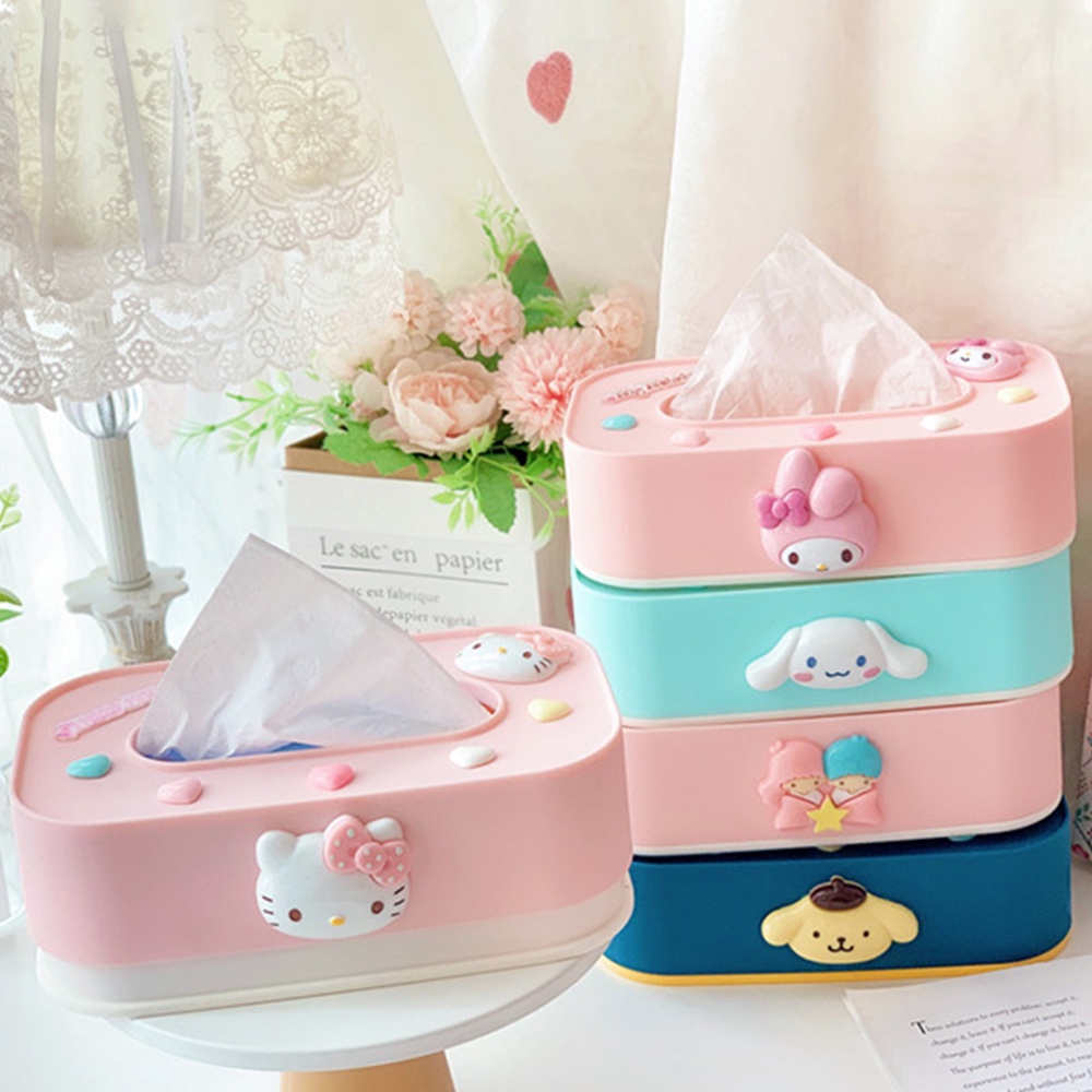 Tissue Kotak Tisu Meja Hidup Kreatif Kartun Hellokitty Cinnamoroll Melody Tempat Penyimpanan Kertas Laci Kotak Serbet Persegi Panjang Dekorasi Desktop Kamar Tidur