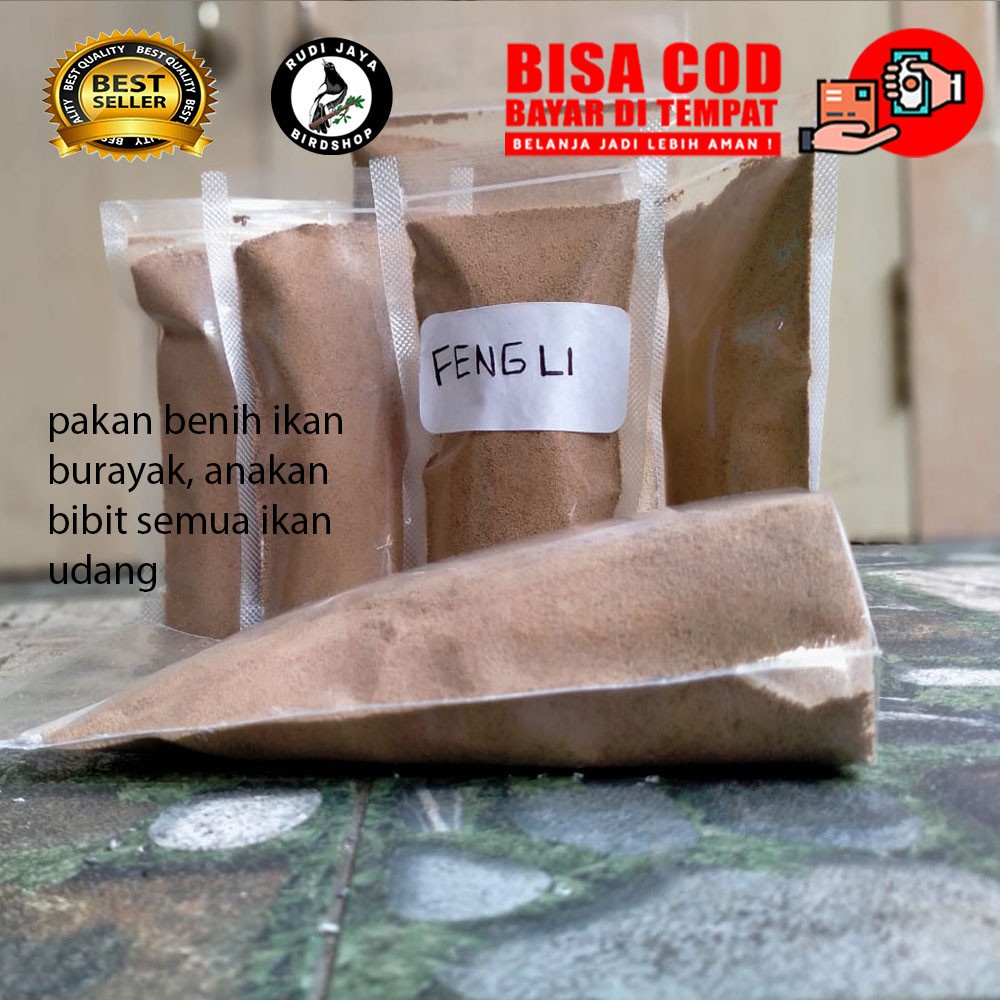 JUAL TEPUNG UDANG PELET FENGLI 0 1KG PAKAN BENIH BIBIT KAN UDANG BURAYAK ANAKAN IKANHIAS CUPANG NILA
