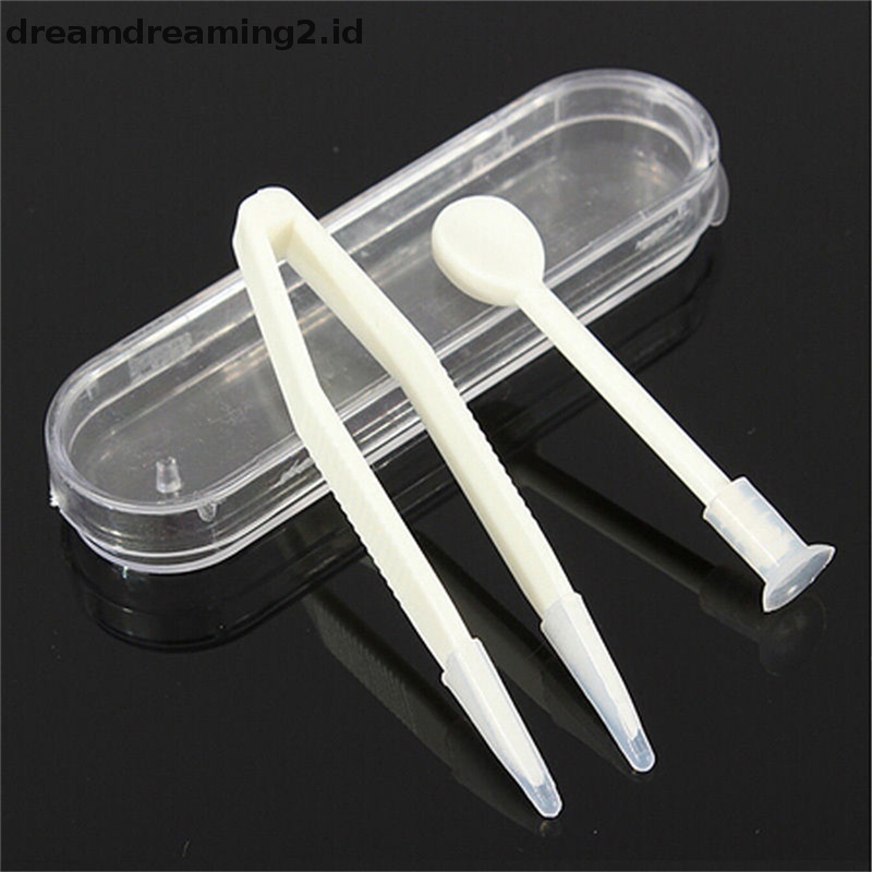 (drea) Contact Lens Inserter Remover Soft Tip Tweezer Stick Tool Case Set//