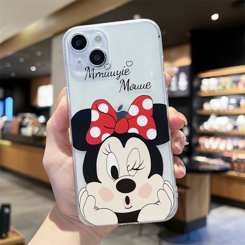 IPHONE Casing TPU Cair Disney Mickey Minnie Lucu Untuk Iphone14 13 12 11 Pro Max Mini XS X XR SE 6 7 8 Plus Soft Cover