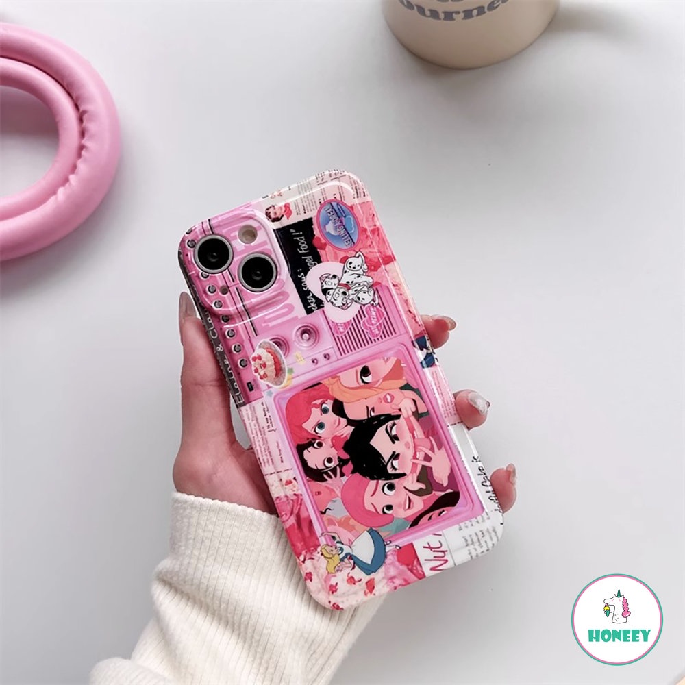 IPHONE Kartun Amerika Graffiti Lucu Pink Princess Phone Case Kompatibel Untuk Iphone14 13 12 11 Pro Max Gadis Manis Keren Ponsel Penutup Belakang