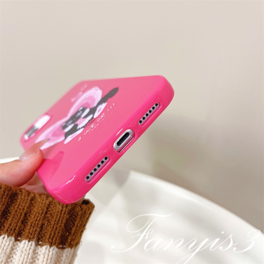 Compatible For iPhone 14 13 12 11 Pro Max X XR Xs Max 8 7 6 6s Plus SE 2020 Kompatibel Untuk Black Cat Heart Pink Permukaan Glossy Phone Case TPU Silikon Lembut Cover Pelindung