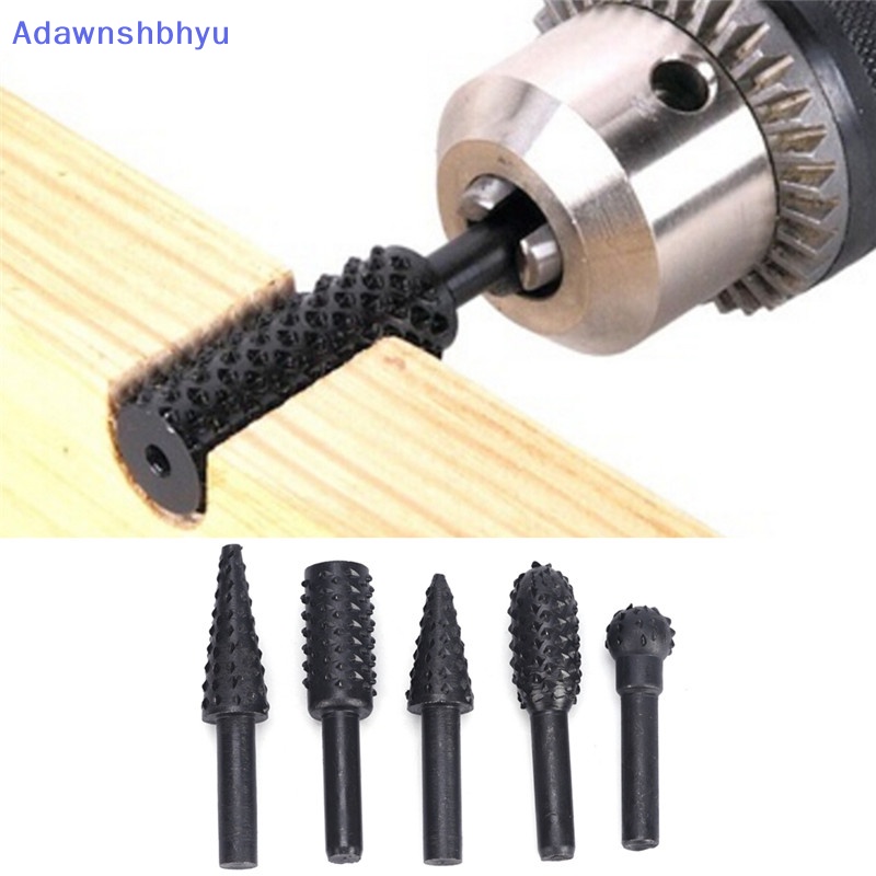 Adhyu 5pcs Set Rotary Burr Baja Hitam1Per4 ''6mm Shank Mata Bor Rasp Kayu Perkakas Rumah ID