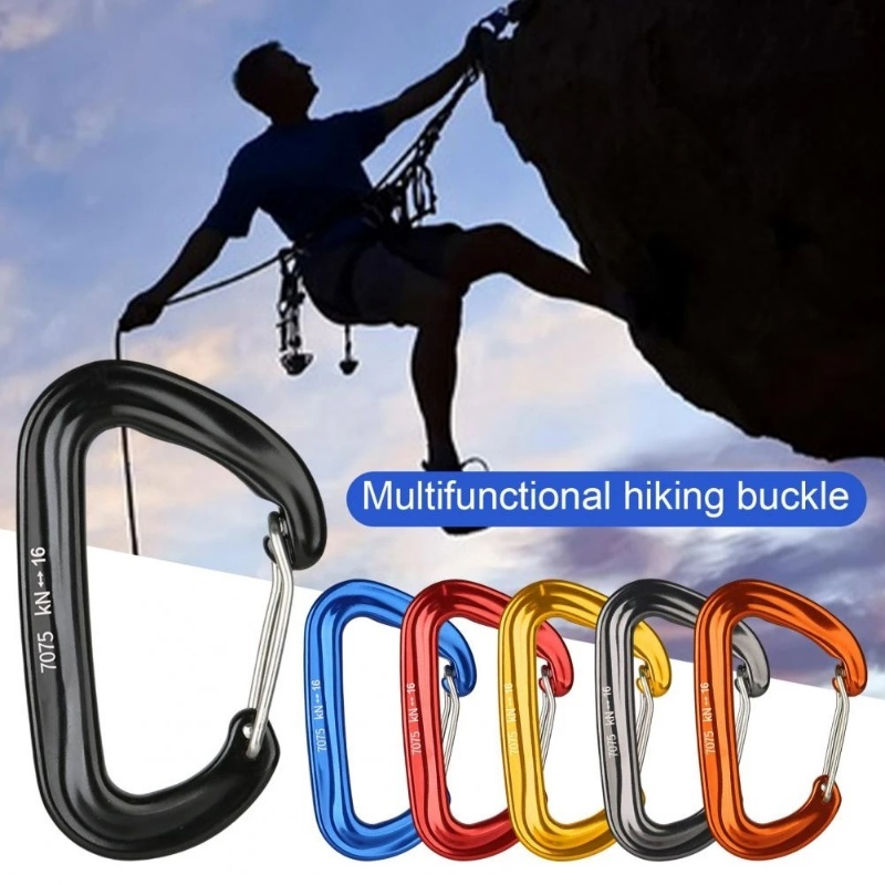 6warna Carabiner Gunung Paduan Aluminium Profesional Tipe D/Ketahanan Aus Luar Ruangan Hiking Buckle Hook