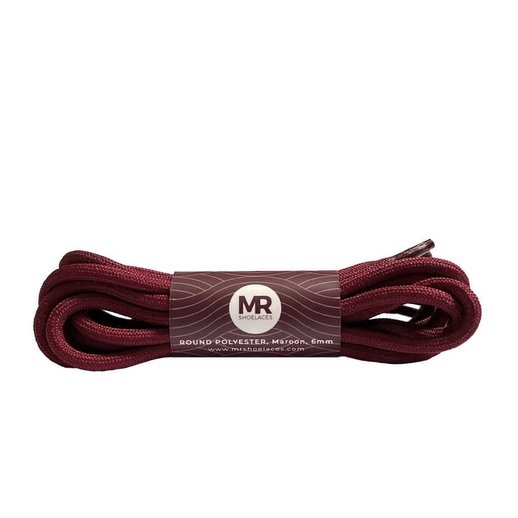 Original MR Shoelaces RP30 Maroon (Marun) Tali Sepatu Bulat Round Big 6mm Shoelaces 90cm 100cm 120cm 150cm 180cm-200cm Polyester Premium Shoelaces
