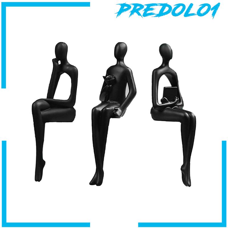 [Predolo1] 3pcs Patung Thinker Duduk Ornamen Seni Patung Seni Untuk Meja Teras Belajar