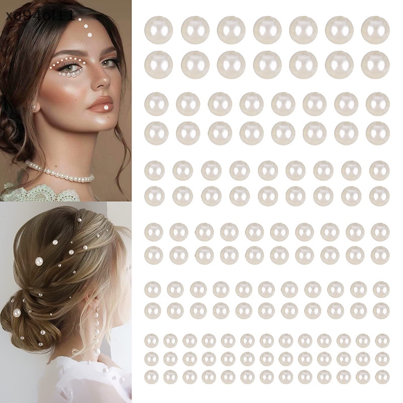 Xo Rambut Mutiara Tempel Perekat Diri Pearls Stiker Wajah Mutiara Stiker Untuk Rambut OL