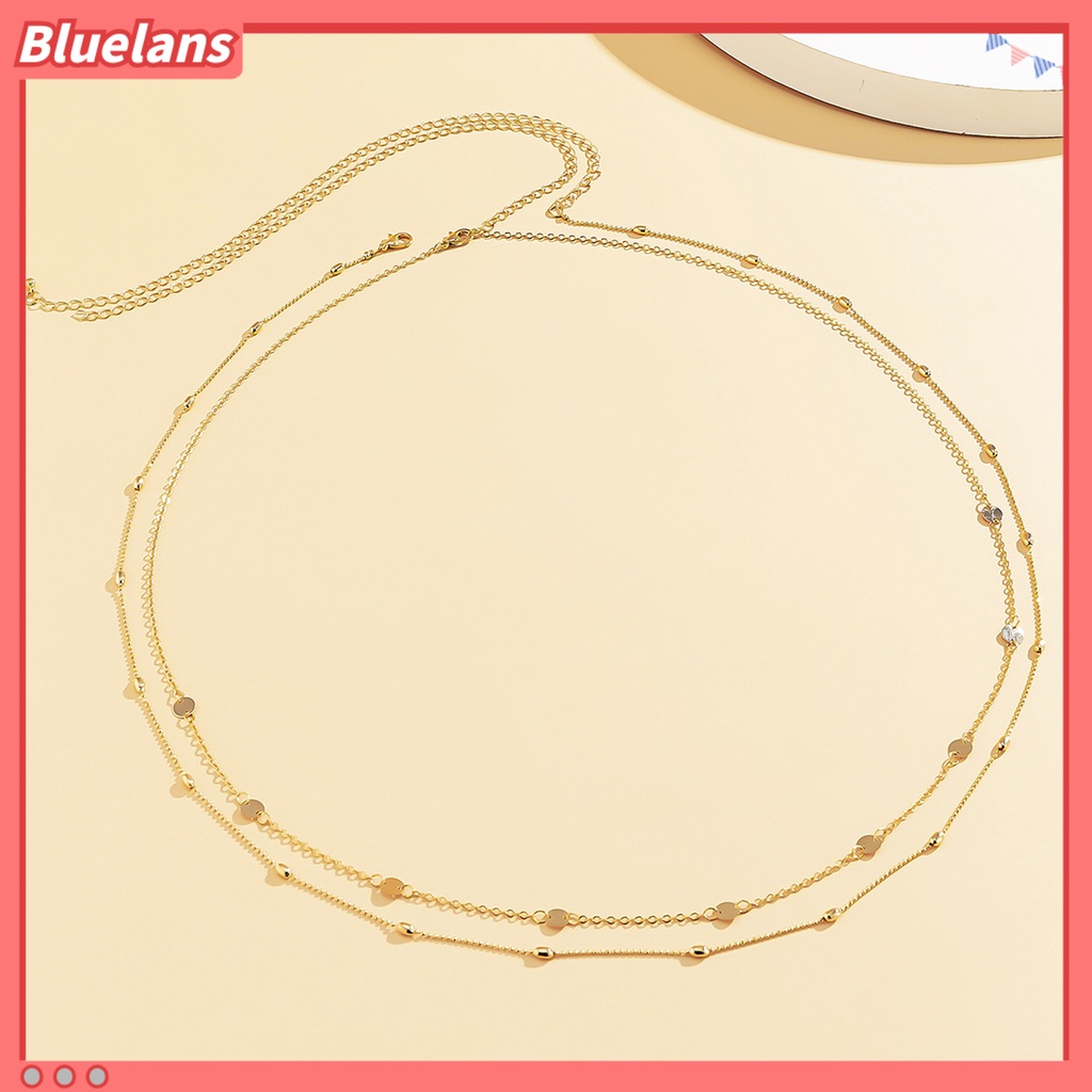 [BLS] 2pcs Body Chains Sexy Double Layer Adjustable Handmade Payet Bulat Hias Anti Karat Wanita Vintage Minimalis Rantai Pinggang Aksesoris Wanita