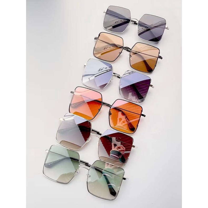 (YUZHU) Oversized Frame Metal Sunshade Sunglasses Women Western Fashion Kacamata Pasangan Serbaguna